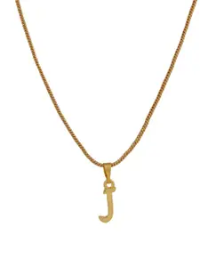 Estele Gold-Plated J-Letter Charm Alloy Pendant With Chain