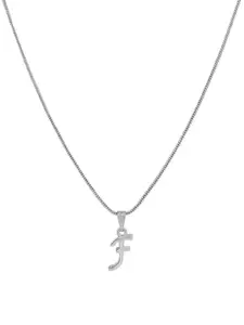 Estele Rhodium-Plated Initial F Pendant With Chain
