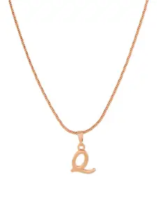 Estele Rose Gold-Plated Initial Q Pendant With Chain
