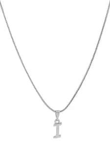 Estele Rhodium-Plated Initial I Pendant With Chain