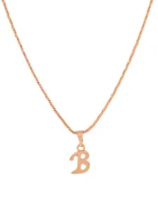 Estele Rose Gold-Plated J-Letter Charm Alloy Pendant With Chain
