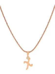 Estele Rose Gold-Plated X-Letter Charm Alloy Pendant With Chain