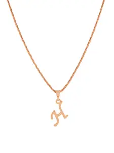 Estele Rose Gold-Plated Alphabet H Pendant With Chain