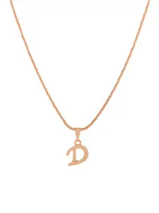 Estele Rose Gold-Plated Initial D Shaped Pendant With Chain