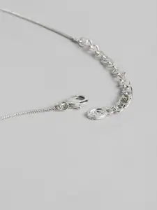 Estele Rhodium-Plated Alphabet R Pendant With Link Chain
