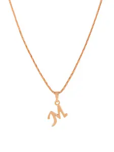 Estele Rose Gold-Plated Initial M Pendant With Chain