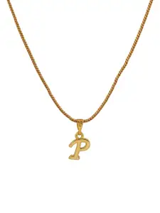 Estele Gold-Plated Alphabet P Pendant With Chain