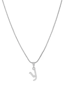 Estele Rhodium-Plated Initial Y Pendant With Chain