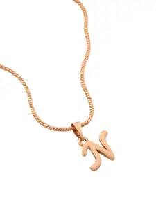 Estele Rose Gold-Plated Initial N Pendant With Chain