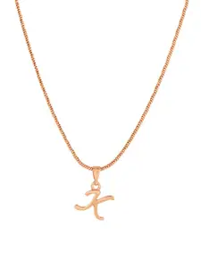 Estele Rose Gold-Plated Alphabet K Pendant With Chain