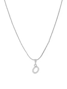 Estele Rhodium-Plated O-Alphabet Charm Pendant With Chain