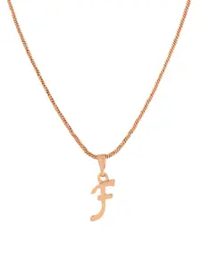 Estele Rose Gold-Plated Initial F Pendant With Chain