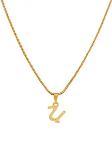 Estele Gold-Plated Alphabet U Pendant With Link Chain