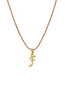 Estele Gold-Plated Initial F Pendant With Link Chain