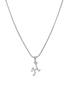 Estele Rhodium-Plated Initial H Pendant With Chain