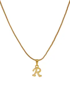 Estele Gold-Plated R-Alphabet Charm Pendant With Chain