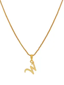 Estele Gold-Plated W-Alphabet Charm Pendant With Chain