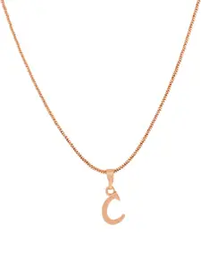Estele Rose Gold-Plated Alphabet C Pendant With Link Chain