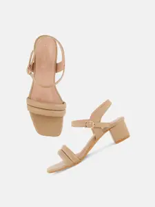 DressBerry Textured Block Heels With Buckles