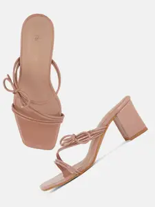 DressBerry Open Toe Block Heels With Bows