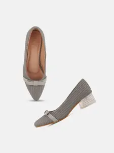 DressBerry Woven Design Pointed Toe Block Pumps