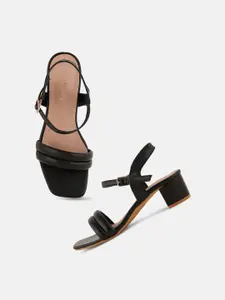 DressBerry Open Toe Block Heels With Buckles