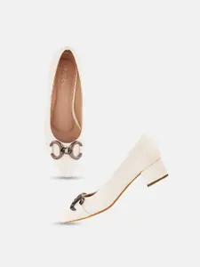 DressBerry Embellished Pointed Toe Block Pumps