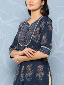 Libas Floral Yoke Design Gotta Patti Cotton Kurta