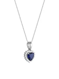 GIVA 925 Sterling Silver Rhodium-Plated CZ Studded Pendant With Chain