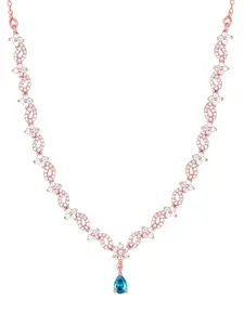 GIVA 925 Silver Rose Gold Blue Moon Necklace