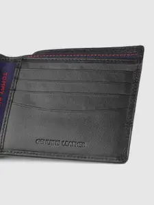 Tommy Hilfiger Men Black Textured Leather Two Fold Wallet