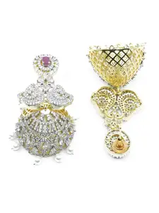 GRIIHAM Gold Plated Contemporary CZ Studded Jhumkas Earrings