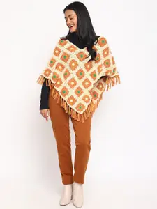 Fabindia Women Cotton Threadwork Crochet Poncho