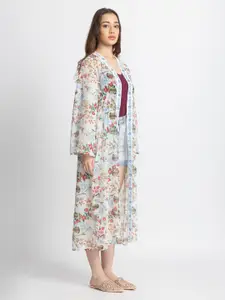 SHAYE Women Floral Printed Longline Shrug