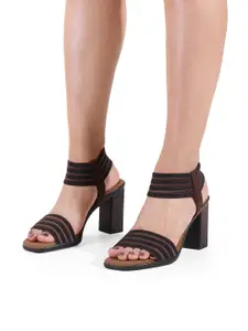 Catwalk Striped Suede Block Heels