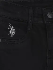 U.S. Polo Assn. Kids Girls Cotton Mid-Rise Frayed Denim