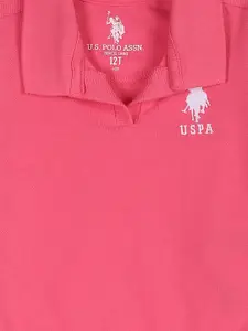 U.S. Polo Assn. Kids Girls Typography Polo Collar T-shirt