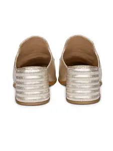 Saint G Textured Leather Block Mules Heels