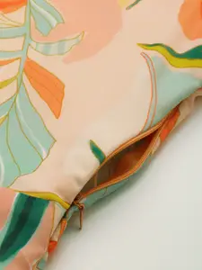 Sangria Tropical Printed Puff Sleeves V-Neck Maxi Fit & Flare Dress