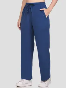 CUPID Women High-Rise Cotton Straight-Fit Track Pants