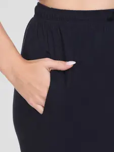 CUPID Women High-Rise Cotton Straight-Fit Track Pants