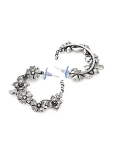 aadita Silver-Plated Circular Half Hoop Earrings