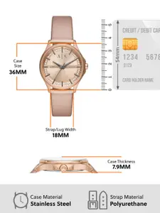 Armani Exchange Women Embellished Leather Analogue Watch AX5272-Rose Gold