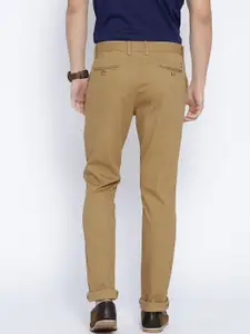 U.S. Polo Assn. Men Khaki Slim Fit Solid Regular Trousers