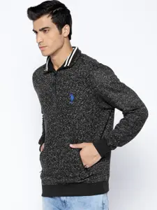 U.S. Polo Assn. Men Black Solid Sweatshirt