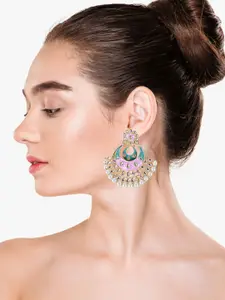 VAGHBHATT Gold Plated Kundan Chandbalis Earrings
