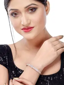 Saraf RS Jewellery Women Brass American Diamond Rose Gold-Plated Bangle-Style Bracelet