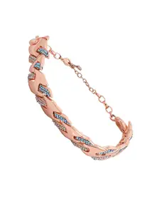 Estele Rose Gold-Plated Crystals Studded Necklace