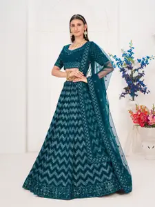 SHOPGARB Embellished Sequinned Semi-Stitched Lehenga & Unstitched Blouse With Dupatta