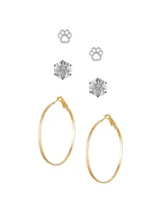 aadita Set Of 6 Gold-Plated Geometric Hoop And Stud Earring